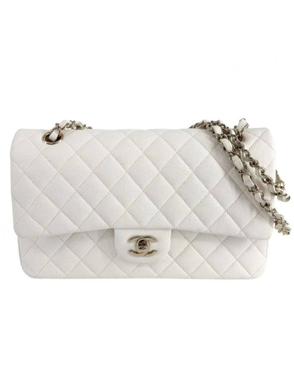 Chanel Shoulder Bag Quilted 25 Double Chain Flap Crossbody CC Logo Turnlock